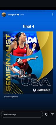 Coco Gauff's Instagram Story. (Image: Instagram @cocogauff)